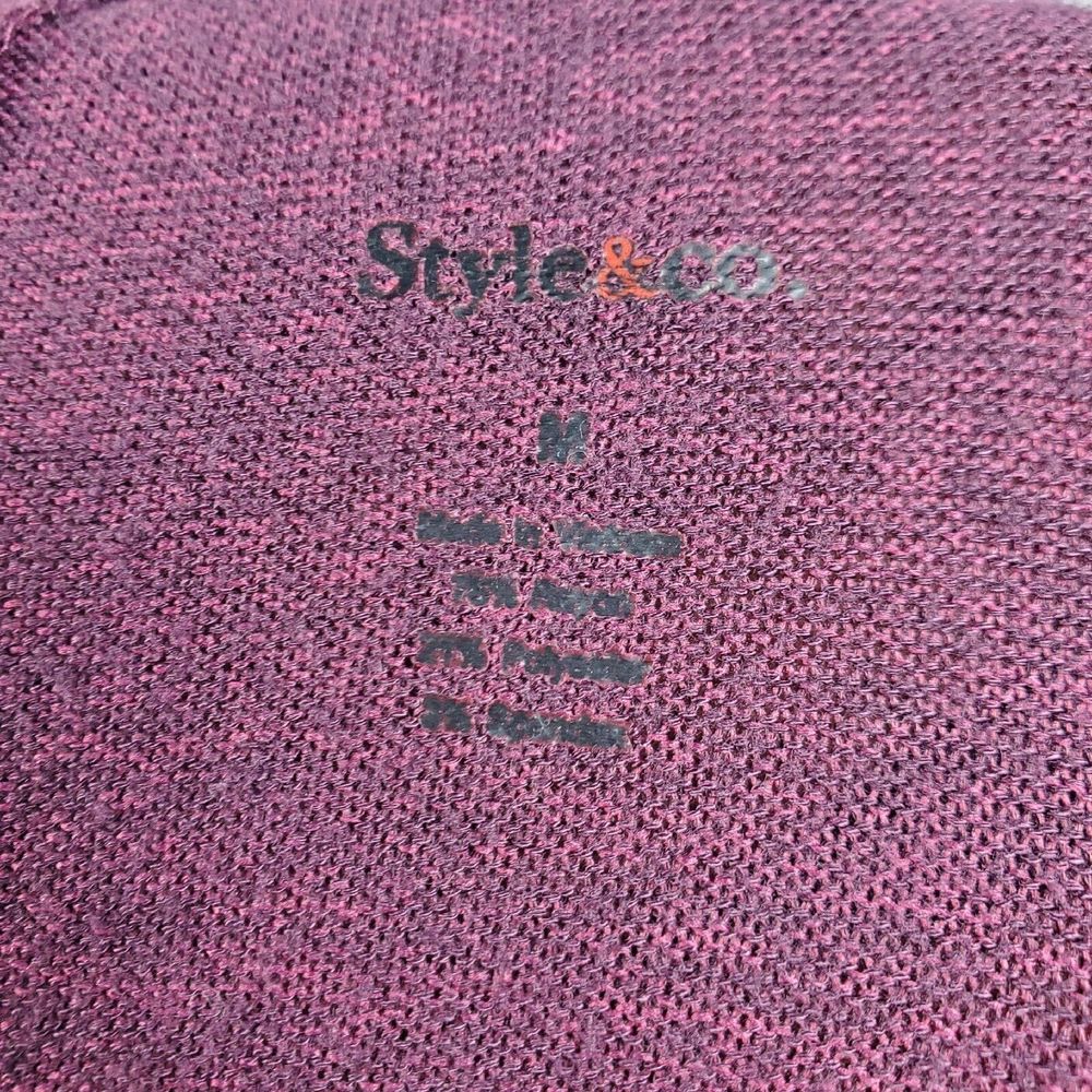 Style & Co Cardigan Sweater Womens Medium Burgundy Duster Open Front Pockets - Picture 8 of 11